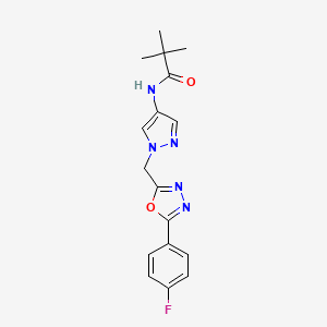 N-[1-[[5-(4-fluorophenyl)-1,3,4-oxadiazol-2-yl]methyl]pyrazol-4-yl]-2,2-dimethylpropanamide