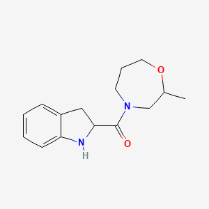 molecular formula C15H20N2O2 B7615479 2,3-dihydro-1H-indol-2-yl-(2-methyl-1,4-oxazepan-4-yl)methanone 