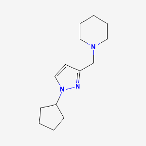 molecular formula C14H23N3 B7615491 1-[(1-Cyclopentylpyrazol-3-yl)methyl]piperidine 