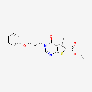 Ethyl 5-methyl-4-oxo-3-(3-phenoxypropyl)thieno[2,3-d]pyrimidine-6-carboxylate