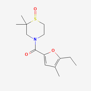 molecular formula C14H21NO3S B7615703 (2,2-Dimethyl-1-oxo-1,4-thiazinan-4-yl)-(5-ethyl-4-methylfuran-2-yl)methanone 