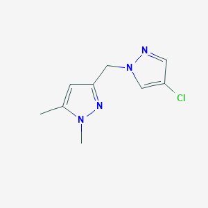 molecular formula C9H11ClN4 B7615731 3-[(4-Chloropyrazol-1-yl)methyl]-1,5-dimethylpyrazole 