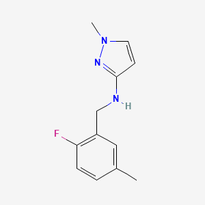 molecular formula C12H14FN3 B7615756 N-[(2-fluoro-5-methylphenyl)methyl]-1-methylpyrazol-3-amine 