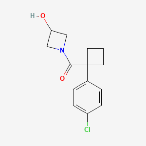 [1-(4-Chlorophenyl)cyclobutyl]-(3-hydroxyazetidin-1-yl)methanone