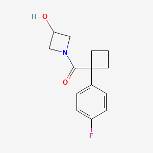 molecular formula C14H16FNO2 B7615798 [1-(4-Fluorophenyl)cyclobutyl]-(3-hydroxyazetidin-1-yl)methanone 