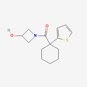 molecular formula C14H19NO2S B7615826 (3-Hydroxyazetidin-1-yl)-(1-thiophen-2-ylcyclohexyl)methanone 