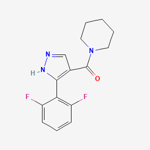 molecular formula C15H15F2N3O B7615835 [5-(2,6-difluorophenyl)-1H-pyrazol-4-yl]-piperidin-1-ylmethanone 