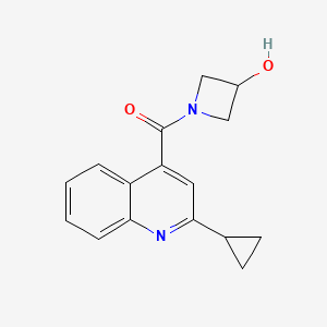 molecular formula C16H16N2O2 B7615841 (2-Cyclopropylquinolin-4-yl)-(3-hydroxyazetidin-1-yl)methanone 