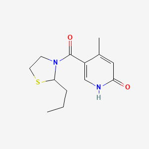 molecular formula C13H18N2O2S B7615867 4-methyl-5-(2-propyl-1,3-thiazolidine-3-carbonyl)-1H-pyridin-2-one 