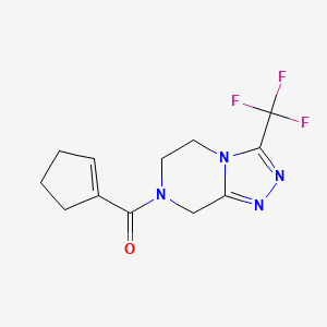 molecular formula C12H13F3N4O B7615891 cyclopenten-1-yl-[3-(trifluoromethyl)-6,8-dihydro-5H-[1,2,4]triazolo[4,3-a]pyrazin-7-yl]methanone 