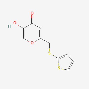 molecular formula C10H8O3S2 B7615910 5-Hydroxy-2-(thiophen-2-ylsulfanylmethyl)pyran-4-one 