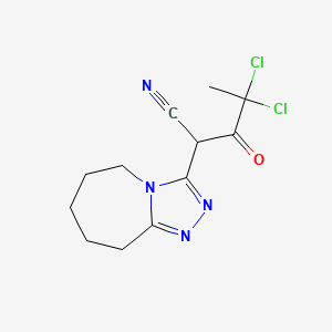 molecular formula C12H14Cl2N4O B7615949 4,4-dichloro-3-oxo-2-(6,7,8,9-tetrahydro-5H-[1,2,4]triazolo[4,3-a]azepin-3-yl)pentanenitrile 