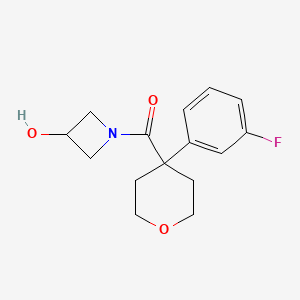 molecular formula C15H18FNO3 B7615962 [4-(3-Fluorophenyl)oxan-4-yl]-(3-hydroxyazetidin-1-yl)methanone 