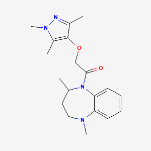 molecular formula C19H26N4O2 B7616007 1-(1,4-dimethyl-3,4-dihydro-2H-1,5-benzodiazepin-5-yl)-2-(1,3,5-trimethylpyrazol-4-yl)oxyethanone 