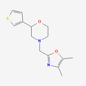 molecular formula C14H18N2O2S B7616081 4-[(4,5-Dimethyl-1,3-oxazol-2-yl)methyl]-2-thiophen-3-ylmorpholine 