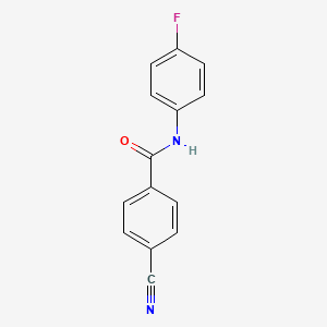 molecular formula C14H9FN2O B7616104 4-cyano-N-(4-fluorophenyl)benzamide 