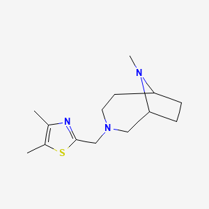 molecular formula C14H23N3S B7616119 4,5-Dimethyl-2-[(9-methyl-3,9-diazabicyclo[4.2.1]nonan-3-yl)methyl]-1,3-thiazole 