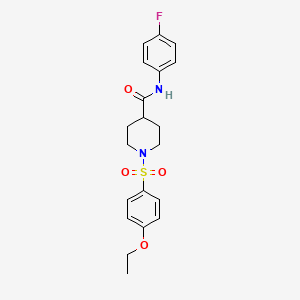 molecular formula C20H23FN2O4S B7616133 1-(4-ethoxyphenyl)sulfonyl-N-(4-fluorophenyl)piperidine-4-carboxamide 