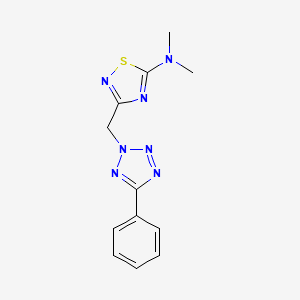 molecular formula C12H13N7S B7616201 N,N-dimethyl-3-[(5-phenyltetrazol-2-yl)methyl]-1,2,4-thiadiazol-5-amine 