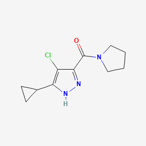 molecular formula C11H14ClN3O B7616227 (4-chloro-5-cyclopropyl-1H-pyrazol-3-yl)-pyrrolidin-1-ylmethanone 