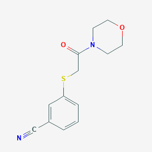 molecular formula C13H14N2O2S B7616295 3-(2-Morpholin-4-yl-2-oxoethyl)sulfanylbenzonitrile 