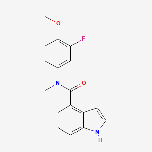 molecular formula C17H15FN2O2 B7616321 N-(3-fluoro-4-methoxyphenyl)-N-methyl-1H-indole-4-carboxamide 