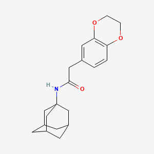 molecular formula C20H25NO3 B7616324 N-(1-adamantyl)-2-(2,3-dihydro-1,4-benzodioxin-6-yl)acetamide 