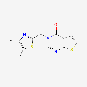 molecular formula C12H11N3OS2 B7616341 3-[(4,5-Dimethyl-1,3-thiazol-2-yl)methyl]thieno[2,3-d]pyrimidin-4-one 