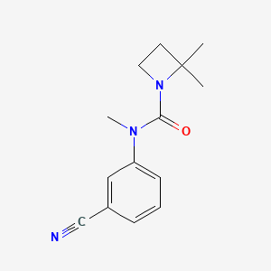 molecular formula C14H17N3O B7616349 N-(3-cyanophenyl)-N,2,2-trimethylazetidine-1-carboxamide 