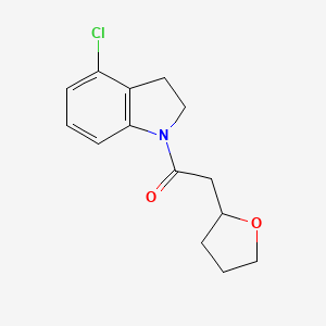 molecular formula C14H16ClNO2 B7616364 1-(4-Chloro-2,3-dihydroindol-1-yl)-2-(oxolan-2-yl)ethanone 