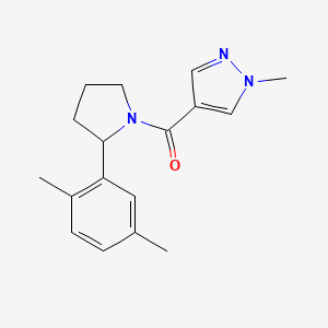 molecular formula C17H21N3O B7616438 [2-(2,5-Dimethylphenyl)pyrrolidin-1-yl]-(1-methylpyrazol-4-yl)methanone 