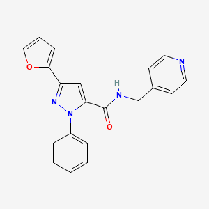 molecular formula C20H16N4O2 B7616449 5-(furan-2-yl)-2-phenyl-N-(pyridin-4-ylmethyl)pyrazole-3-carboxamide 