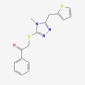 molecular formula C16H15N3OS2 B7616454 2-[[4-Methyl-5-(thiophen-2-ylmethyl)-1,2,4-triazol-3-yl]sulfanyl]-1-phenylethanone 