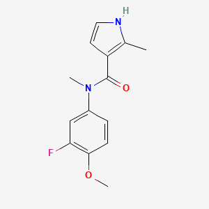 molecular formula C14H15FN2O2 B7616494 N-(3-fluoro-4-methoxyphenyl)-N,2-dimethyl-1H-pyrrole-3-carboxamide 