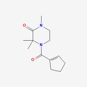 molecular formula C13H20N2O2 B7616528 4-(Cyclopentene-1-carbonyl)-1,3,3-trimethylpiperazin-2-one 