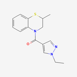 molecular formula C15H17N3OS B7616645 (1-Ethylpyrazol-4-yl)-(2-methyl-2,3-dihydro-1,4-benzothiazin-4-yl)methanone 