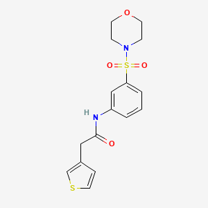 molecular formula C16H18N2O4S2 B7616776 N-(3-morpholin-4-ylsulfonylphenyl)-2-thiophen-3-ylacetamide 