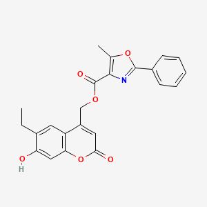 molecular formula C23H19NO6 B7616805 (6-Ethyl-7-hydroxy-2-oxochromen-4-yl)methyl 5-methyl-2-phenyl-1,3-oxazole-4-carboxylate 