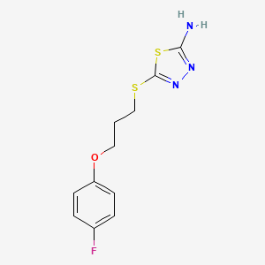 molecular formula C11H12FN3OS2 B7616847 5-[3-(4-Fluorophenoxy)propylsulfanyl]-1,3,4-thiadiazol-2-amine 