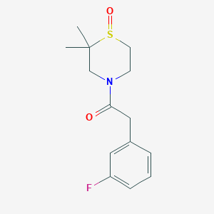 molecular formula C14H18FNO2S B7616899 1-(2,2-Dimethyl-1-oxo-1,4-thiazinan-4-yl)-2-(3-fluorophenyl)ethanone 