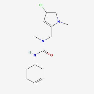 molecular formula C14H20ClN3O B7616923 1-[(4-Chloro-1-methylpyrrol-2-yl)methyl]-3-cyclohex-3-en-1-yl-1-methylurea 