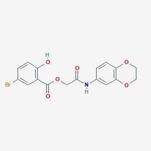 molecular formula C17H14BrNO6 B7616926 [2-(2,3-Dihydro-1,4-benzodioxin-6-ylamino)-2-oxoethyl] 5-bromo-2-hydroxybenzoate 