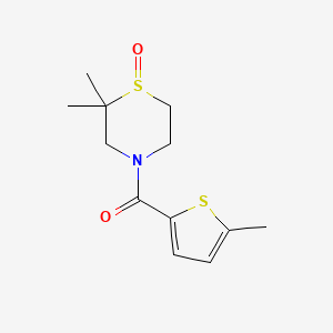 molecular formula C12H17NO2S2 B7616957 (2,2-Dimethyl-1-oxo-1,4-thiazinan-4-yl)-(5-methylthiophen-2-yl)methanone 