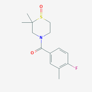 molecular formula C14H18FNO2S B7617011 (2,2-Dimethyl-1-oxo-1,4-thiazinan-4-yl)-(4-fluoro-3-methylphenyl)methanone 