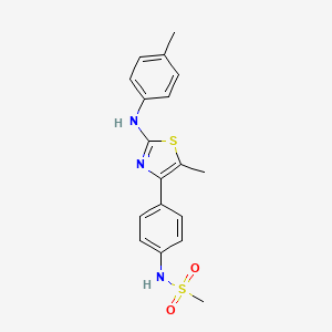 molecular formula C18H19N3O2S2 B7617018 N-[4-[5-methyl-2-(4-methylanilino)-1,3-thiazol-4-yl]phenyl]methanesulfonamide 