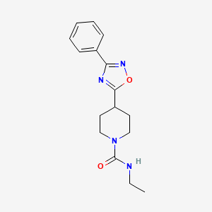 molecular formula C16H20N4O2 B7617045 N-ethyl-4-(3-phenyl-1,2,4-oxadiazol-5-yl)piperidine-1-carboxamide 