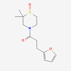 molecular formula C13H19NO3S B7617050 1-(2,2-Dimethyl-1-oxo-1,4-thiazinan-4-yl)-3-(furan-2-yl)propan-1-one 