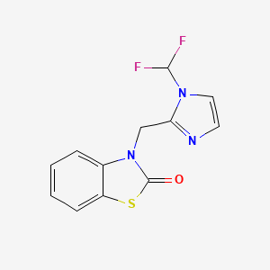 molecular formula C12H9F2N3OS B7617058 3-[[1-(Difluoromethyl)imidazol-2-yl]methyl]-1,3-benzothiazol-2-one 