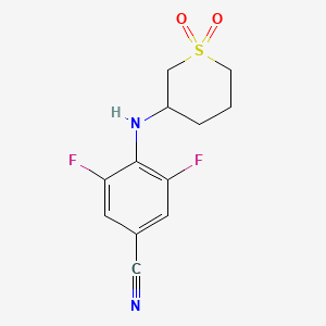 molecular formula C12H12F2N2O2S B7617081 4-[(1,1-Dioxothian-3-yl)amino]-3,5-difluorobenzonitrile 