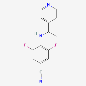 molecular formula C14H11F2N3 B7617085 3,5-Difluoro-4-(1-pyridin-4-ylethylamino)benzonitrile 